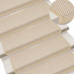 vidaXL Trapmatten zelfklevend 15 st sisal-look 65x21x4 cm Berber