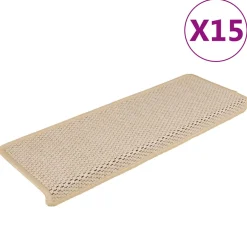 vidaXL Trapmatten zelfklevend 15 st sisal-look 65x21x4 cm Berber
