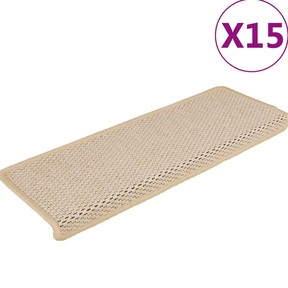 vidaXL Trapmatten zelfklevend 15 st sisal-look 65x21x4 cm Berber