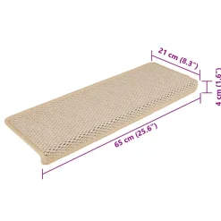 vidaXL Trapmatten zelfklevend 15 st sisal-look 65x21x4 cm Berber
