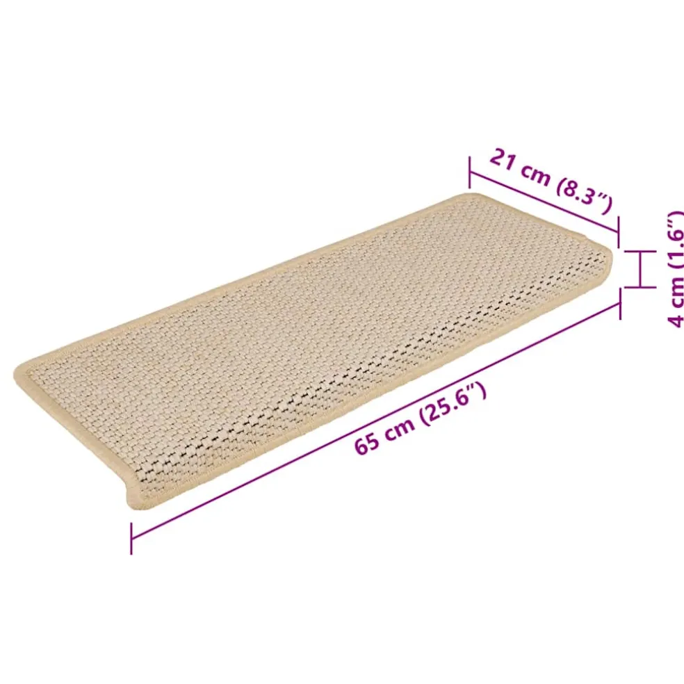 vidaXL Trapmatten zelfklevend 15 st sisal-look 65x21x4 cm Berber