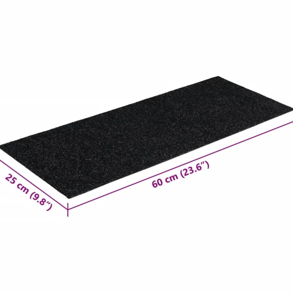 vidaXL Trapmatten Zelfklevend 15 stuks 60x25 cm Zwart Rechthoekig