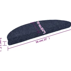 vidaXL Trapmatten Zelfklevend 15 stuks 56x17x3 cm Blauw Halfrond