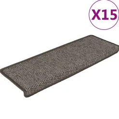 vidaXL Trapmatten zelfklevend 15st sisal-look 65x21x4cm grijs en beige