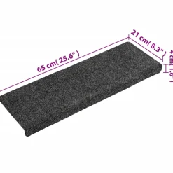 vidaXL Trapmatten zelfklevend 15 stuks 65x21x4 cm donkergrijs rechthoekige rand