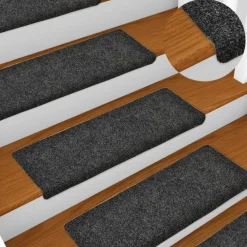 vidaXL Trapmatten zelfklevend 15 stuks 65x21x4 cm donkergrijs rechthoekige rand