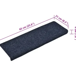 vidaXL Trapmatten zelfklevend 15 stuks 65x21x4 cm blauw rechthoekige rand