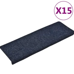 vidaXL Trapmatten zelfklevend 15 stuks 65x21x4 cm blauw rechthoekige rand