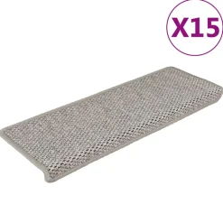 vidaXL Trapmatten zelfklevend 15 st sisal-look 65x21x4cm zilverkleurig