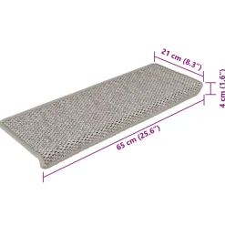 vidaXL Trapmatten zelfklevend 15 st sisal-look 65x21x4cm zilverkleurig