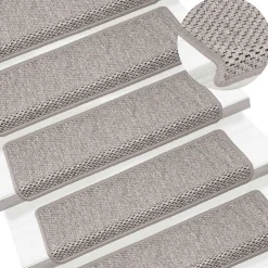 vidaXL Trapmatten zelfklevend 15 st sisal-look 65x21x4cm zilverkleurig