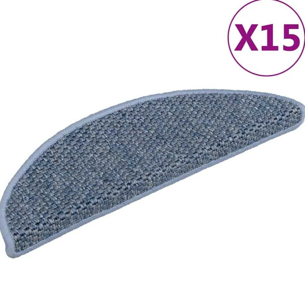 vidaXL Trapmatten zelfklevend 15 st sisal-look 56x17x3 cm blauw