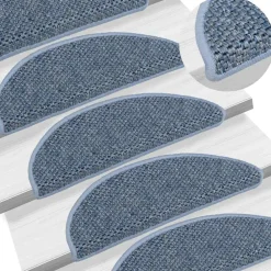 vidaXL Trapmatten zelfklevend 15 st sisal-look 56x17x3 cm blauw