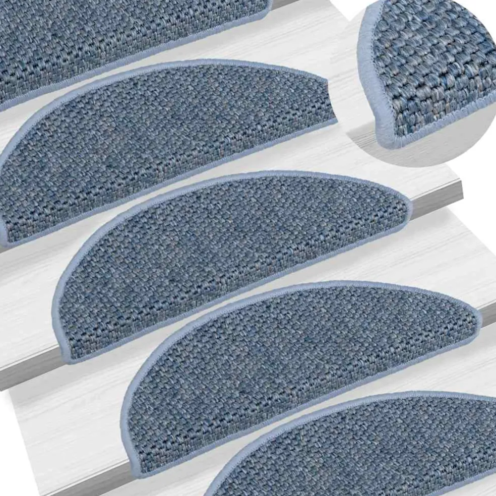 vidaXL Trapmatten zelfklevend 15 st sisal-look 56x17x3 cm blauw