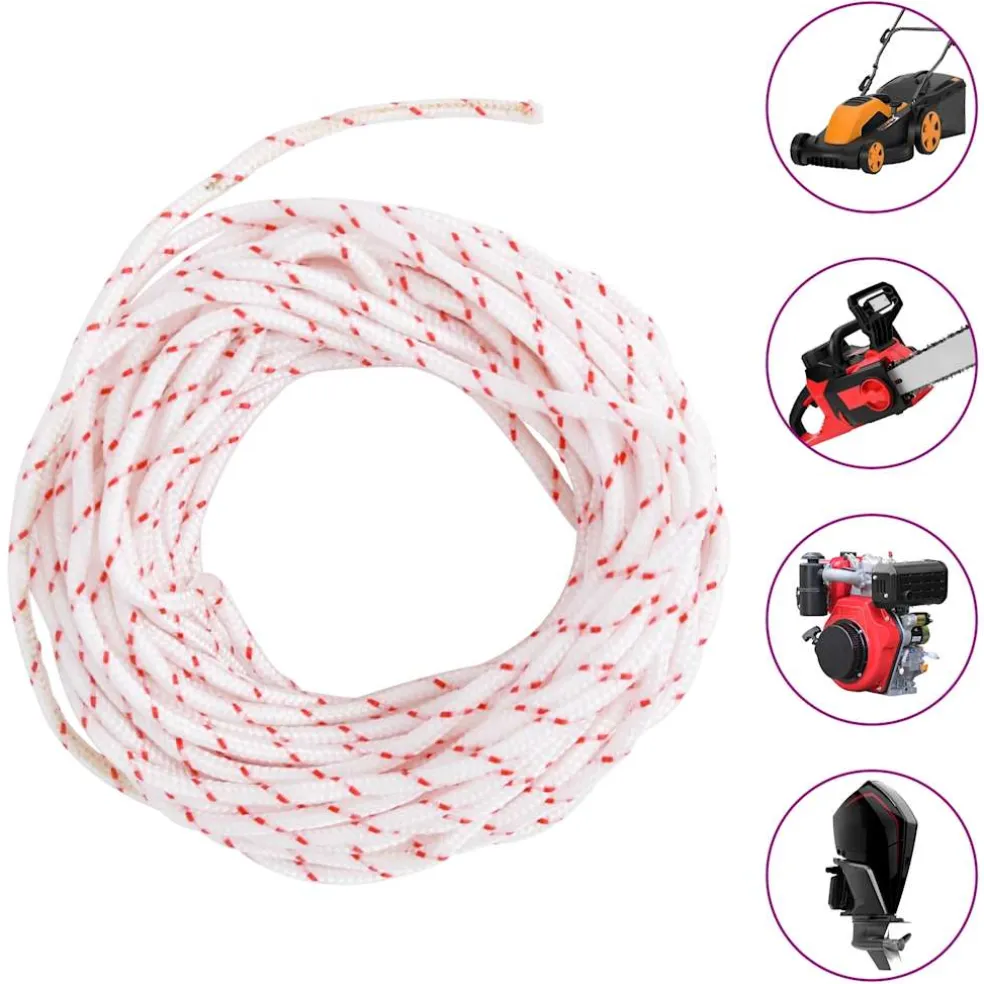 vidaXL Trekkoord startkoord wit en rood Ø3 mm 10 m nylon