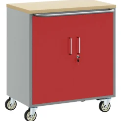 vidaXL Trolley Rolling Workbench Rood en Grijs 75 x 45 x 85 cm