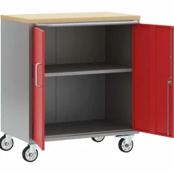 vidaXL Trolley Rolling Workbench Rood en Grijs 75 x 45 x 85 cm