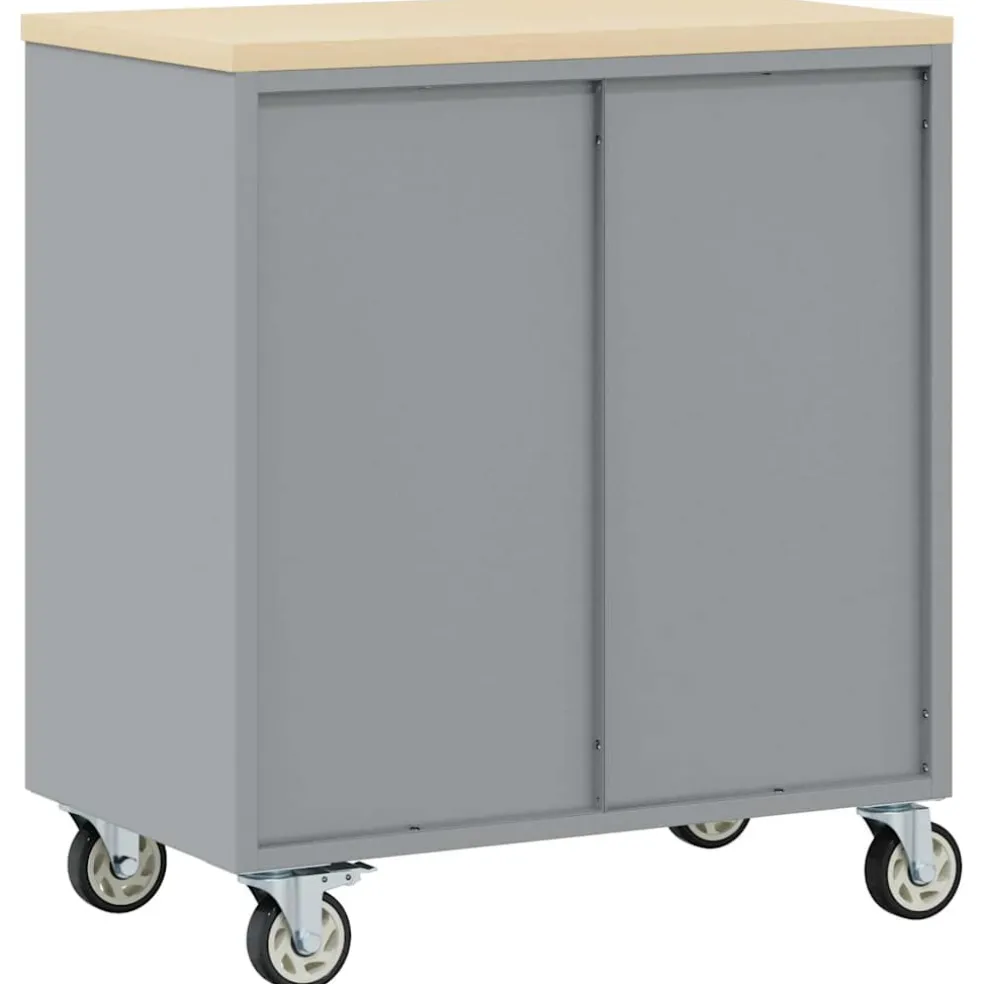 vidaXL Trolley Rolling Workbench Rood en Grijs 75 x 45 x 85 cm