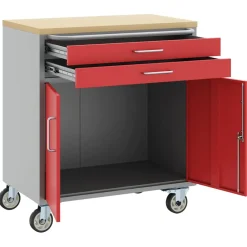 vidaXL Trolley Rolling Workbench Rood en Grijs 75 x 45 x 85 cm