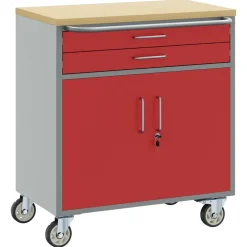 vidaXL Trolley Rolling Workbench Rood en Grijs 75 x 45 x 85 cm