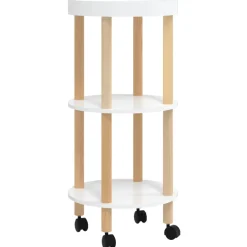 vidaXL Trolley 38x38x82 cm bewerkt hout en massief grenenhout wit