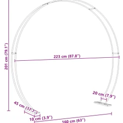 vidaXL Trouwrand Wit 223 x 45 x 201 cm Staal