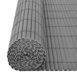 vidaXL Tuinafscheiding dubbelzijdig 90x300 cm PVC grijs