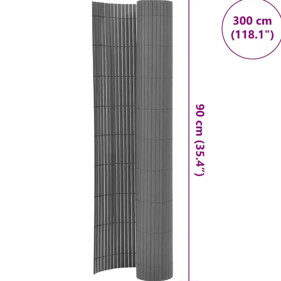 vidaXL Tuinafscheiding dubbelzijdig 90x300 cm PVC grijs