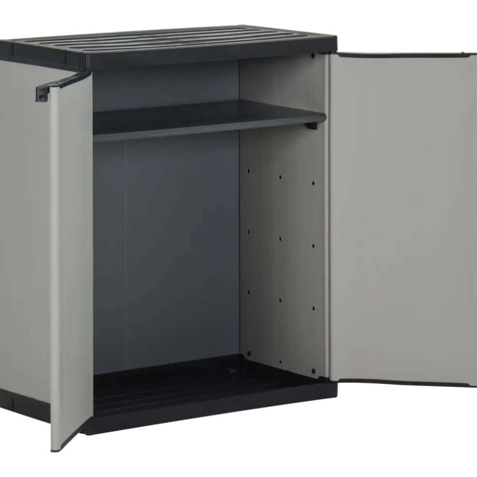 vidaXL Tuinafvalkast 68x40x85 cm polypropeen grijs en zwart