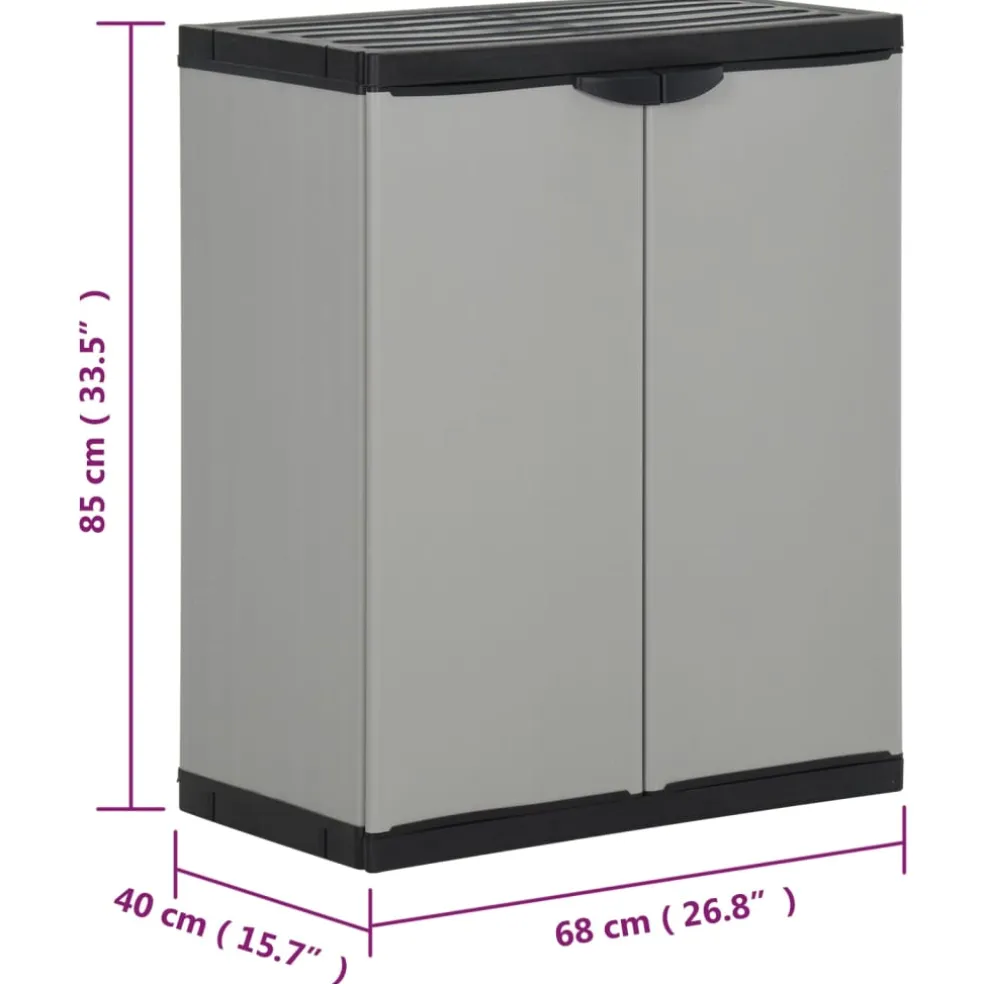 vidaXL Tuinafvalkast 68x40x85 cm polypropeen grijs en zwart