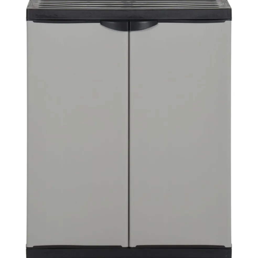 vidaXL Tuinafvalkast 68x40x85 cm polypropeen grijs en zwart