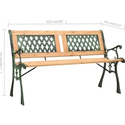 vidaXL Tuinbank 122 cm gietijzer en massief vurenhout