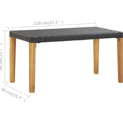 vidaXL Tuinbank 120 cm poly rattan en massief acaciahout zwart