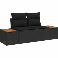 vidaXL Tuinbankenset 9 st 8-Aantal zitplaatsen Zwart Poly riet