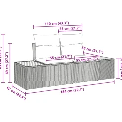 vidaXL Tuinbankenset 9 st 8-Aantal zitplaatsen Zwart Poly riet