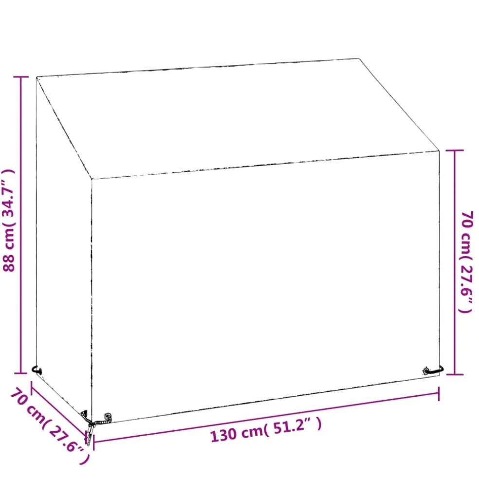 vidaXL Tuinbankhoes met 8 oogjes 130x70x70/88 cm polyetheen