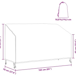 vidaXL Tuinbankhoes Zwart 165 x 70 x 65 / 94 cm 210D Oxford Stof