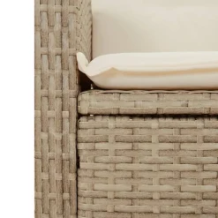 vidaXL Tuinbankje verstelbaar met kussens poly rattan beige