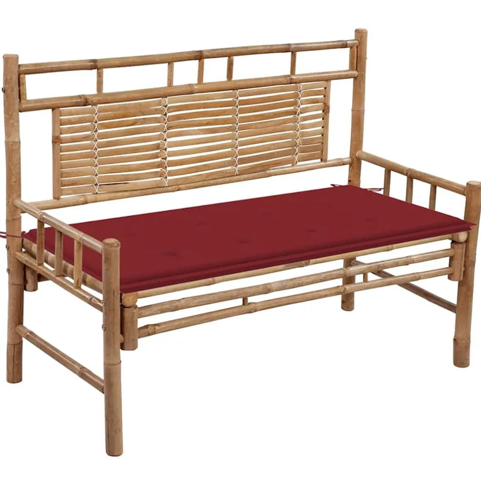 vidaXL Tuinbank met kussen 120 cm bamboe
