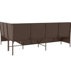vidaXL Tuinbank met kussens L-vormig poly rattan bruin