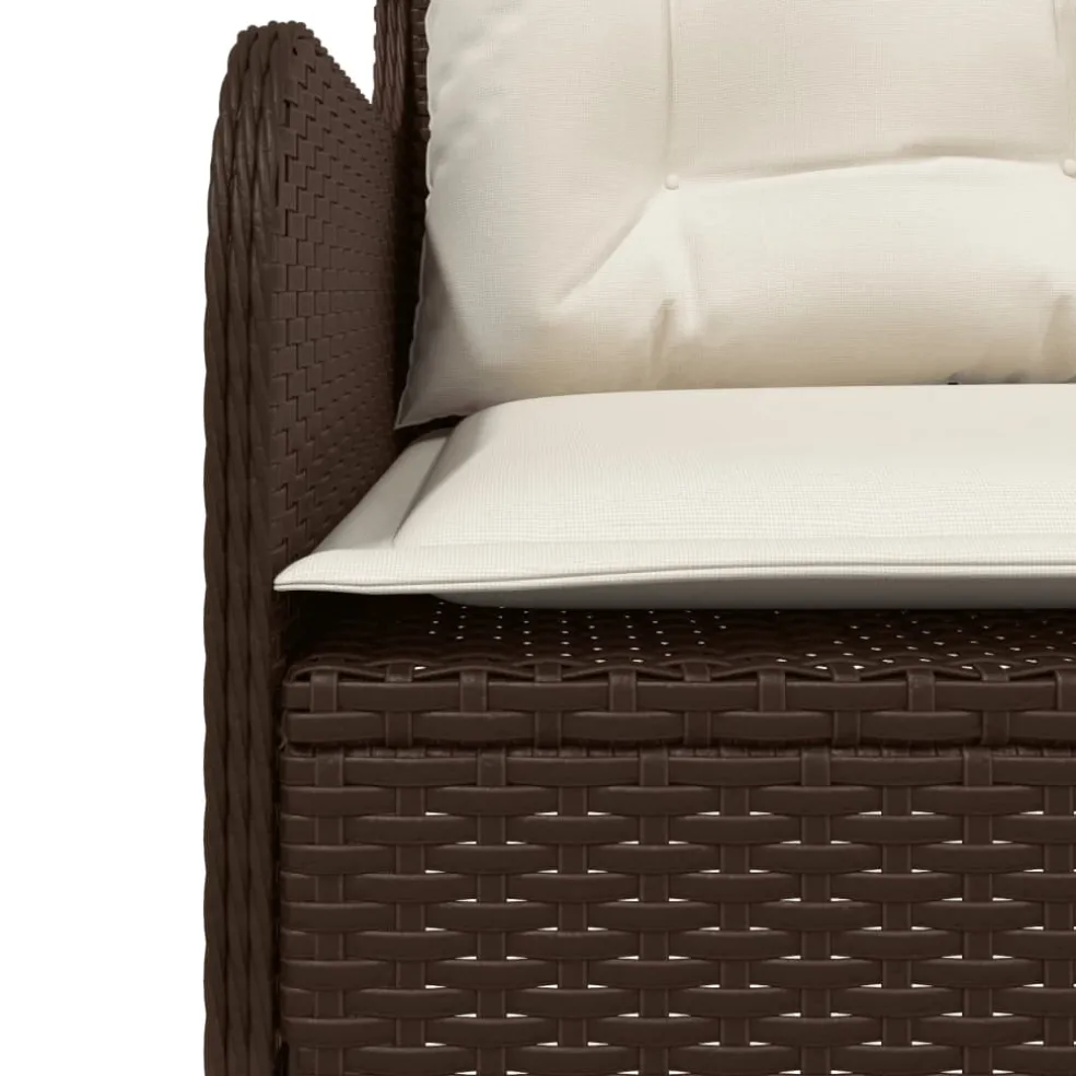 vidaXL Tuinbank met kussens L-vormig poly rattan bruin