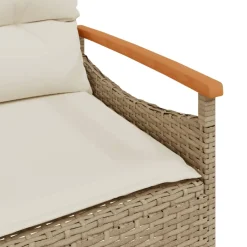 vidaXL Tuinbank met kussens 116x62,5x74 cm poly rattan beige