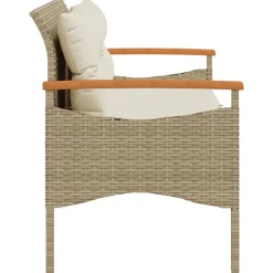 vidaXL Tuinbank met kussens 116x62,5x74 cm poly rattan beige