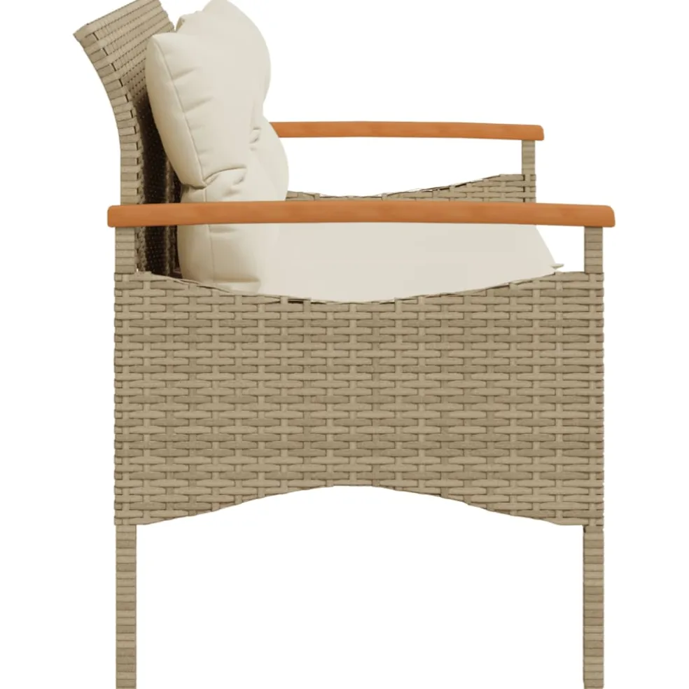 vidaXL Tuinbank met kussens 116x62,5x74 cm poly rattan beige