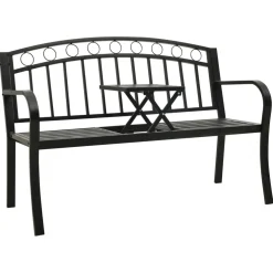 vidaXL Tuinbank met tafel 120 cm staal zwart
