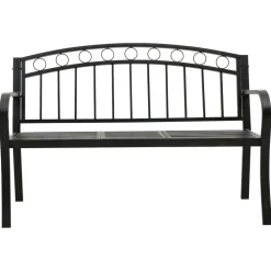 vidaXL Tuinbank met tafel 120 cm staal zwart