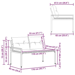 vidaXL Tuinbank 2 -Seater 116 x 67,5 x 72 cm poly rattan Donkergrijs