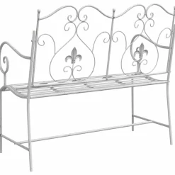 vidaXL Tuinbank 2 -Seater 104 x 54 x 93 cm Staal Antiek wit