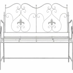 vidaXL Tuinbank 2 -Seater 104 x 54 x 93 cm Staal Antiek wit