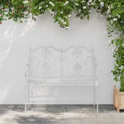 vidaXL Tuinbank 2 -Seater 104 x 54 x 93 cm Staal Antiek wit